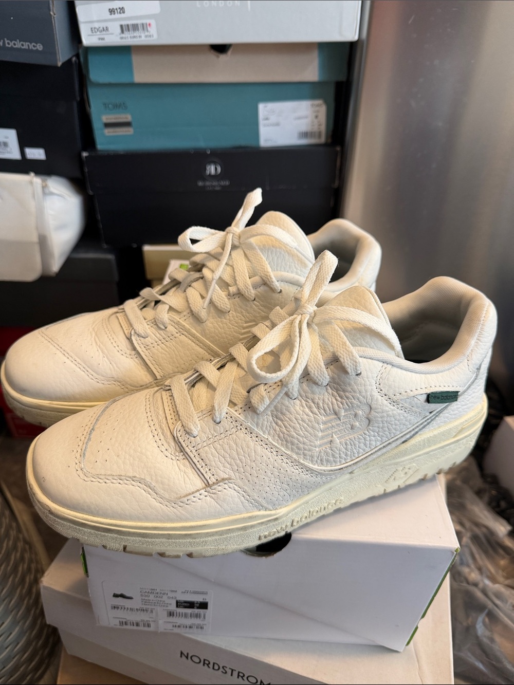 New Balance Off-White Leather Low-Top Sneakers